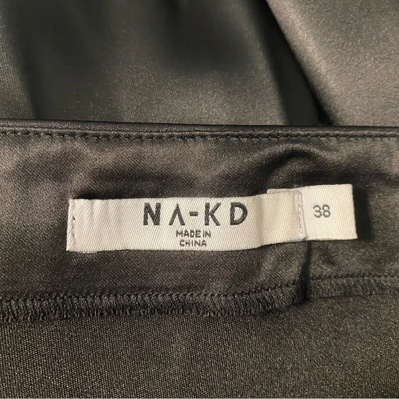Na-kd Satin Boho Festival Rock Office Minimalist Gothic Midi Skirt Black 38 8 M - Picture 7 of 9